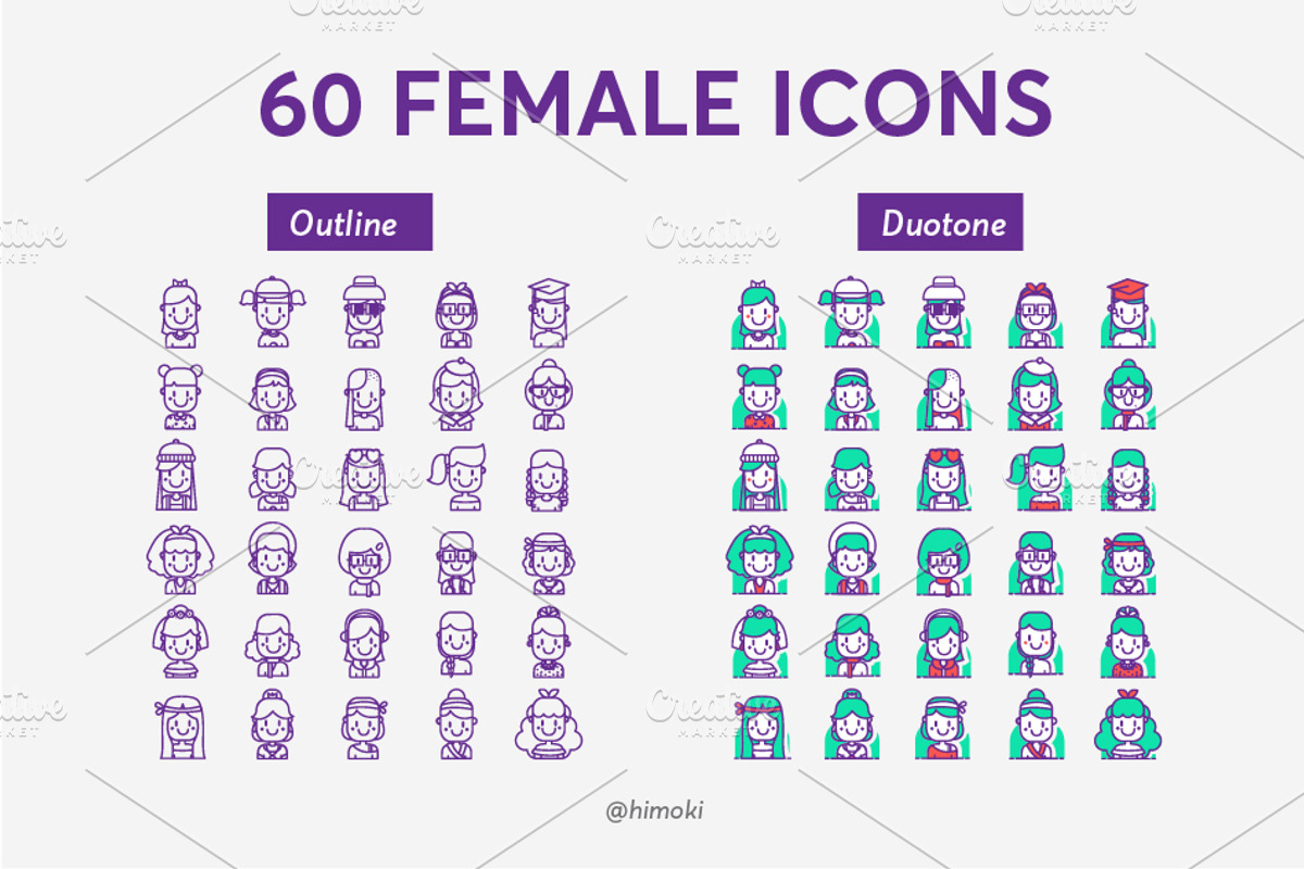 120 avatar icons-Full version, a Duotone Icon by himoki (Photo 3 of 9)