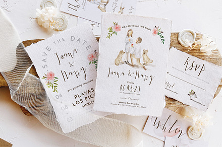 Watercolor Bride-Groom Wedding Suite