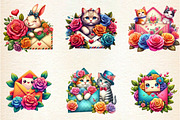 VALENTINE PEEKING ANIMAL CLIPART, an Illustration by DreamArtGraphic (Thumbnail 6 of 6)