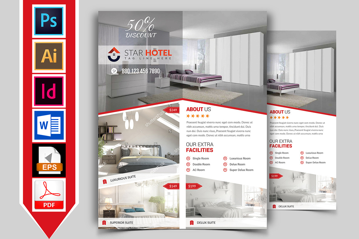 10 Hotel Flyers Bundle 90% OFF, a Flyer Template by Imagine Design Studio