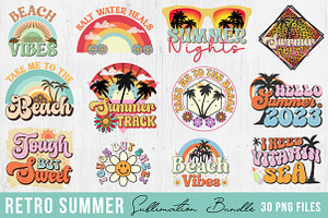 Retro Summer Sublimation Bundle, a Seasonal Illustration by Craft Nest