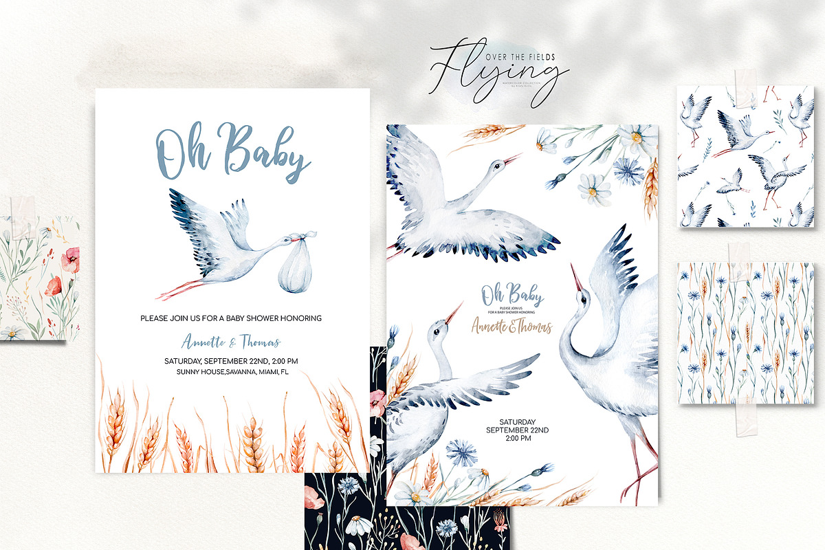 Storks and wild flowers collection, an Animal Illustration by Peace ART (Photo 12 of 15)