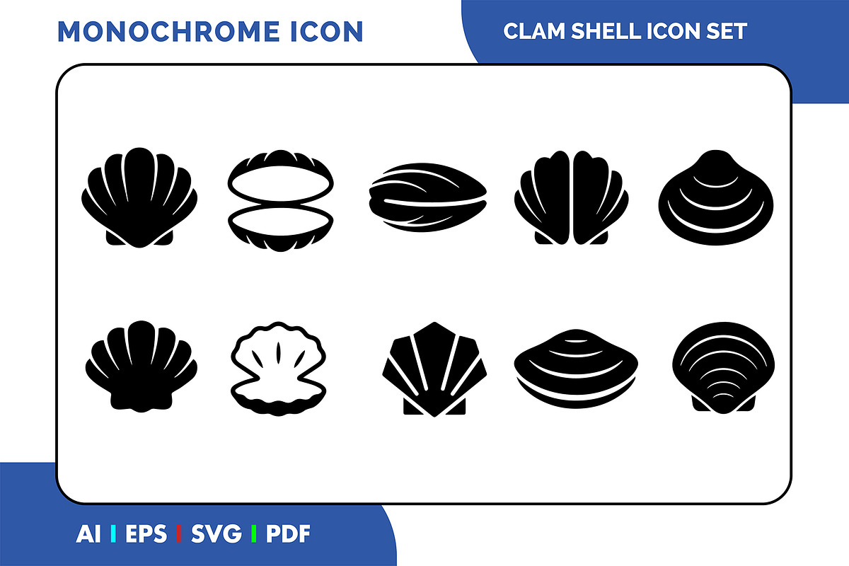Clam Vector Icon Set Illustrations, a Solid Icon by Fontmine Studio (Photo 1 of 3)
