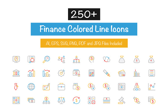 250 Finance Colored Line Icons