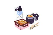 Lunchbox with food, drinks set, a Food Illustration by PaperTrident (Thumbnail 4 of 15)