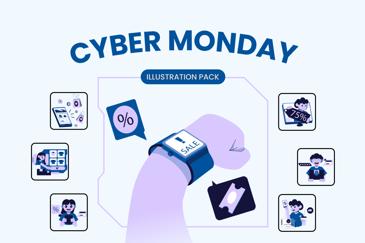 Cyber Monday Illustration Pack, a Seasonal Illustration by Loin Studio (Photo 1 of 4)