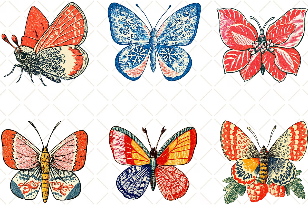 Christmas Butterfly Watercolor, an Illustration by Black Bird Studio (Photo 2 of 6)