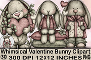 Whimsical Valentine Bunny Clipart, an Illustration by SVGArt (Thumbnail 1 of 7)
