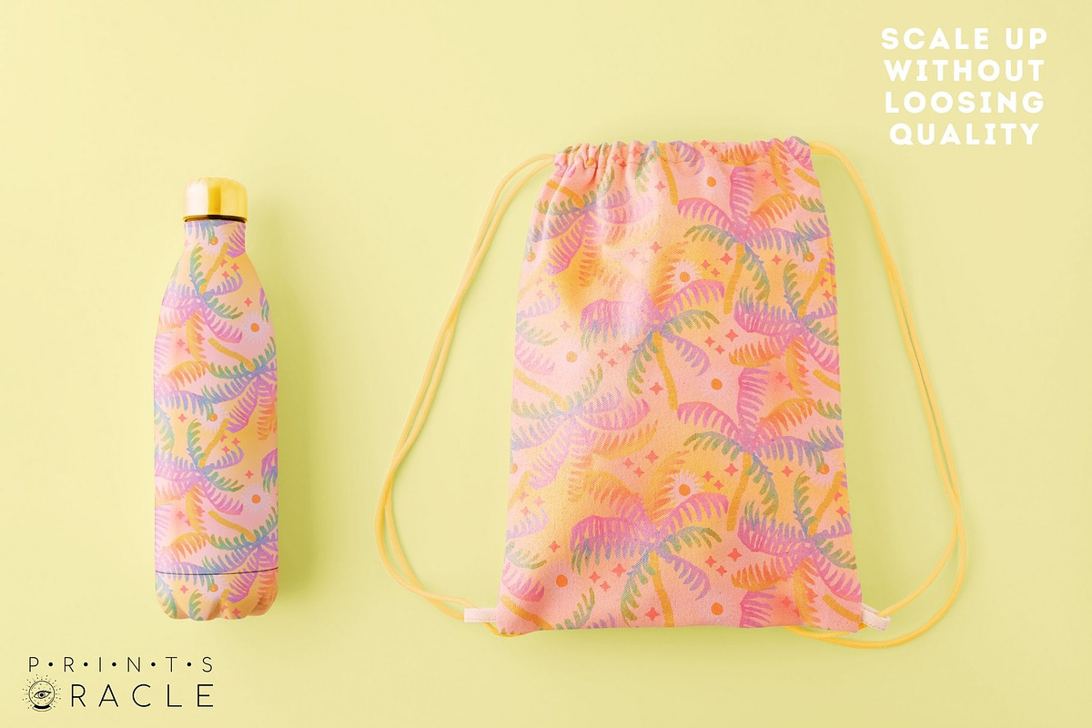 Pastel palm tree seamless pattern, a Pattern Graphic by Amalia de los Santos (Photo 2 of 4)