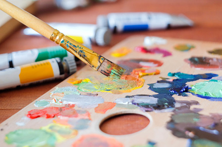 Close up oil painting action