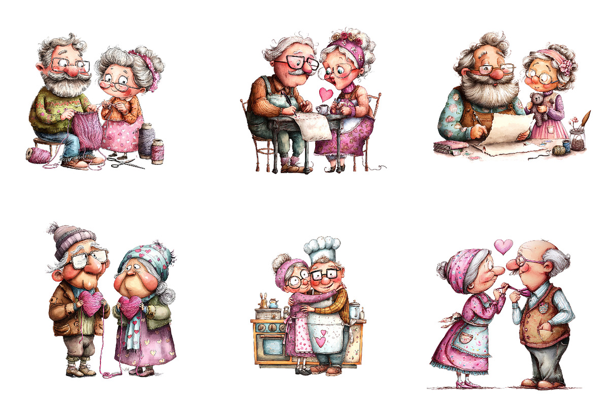 Quirky Valentine Elderly Couple Clip, an Illustration by CreationArt (Photo 6 of 7)