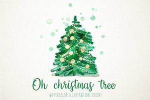 Watercolor christmas tree