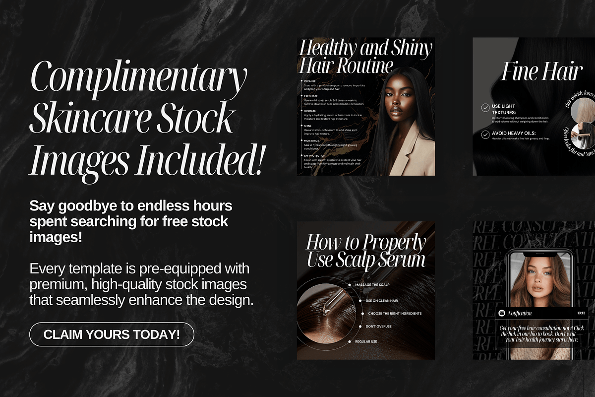 Trichology Canva Instagram Templates, a Social Media Template by Xenié Creative (Photo 5 of 10)