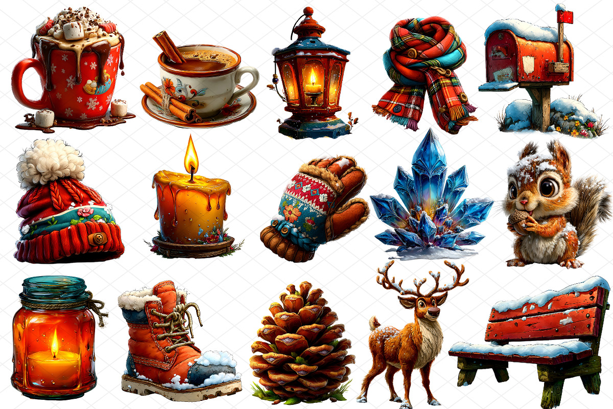Whimsical Winter Clipart, an Illustration by cherrydesign (Photo 3 of 4)