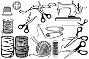 Sewing Items, an Outline Icon by LineworkStock (Thumbnail 1 of 3)