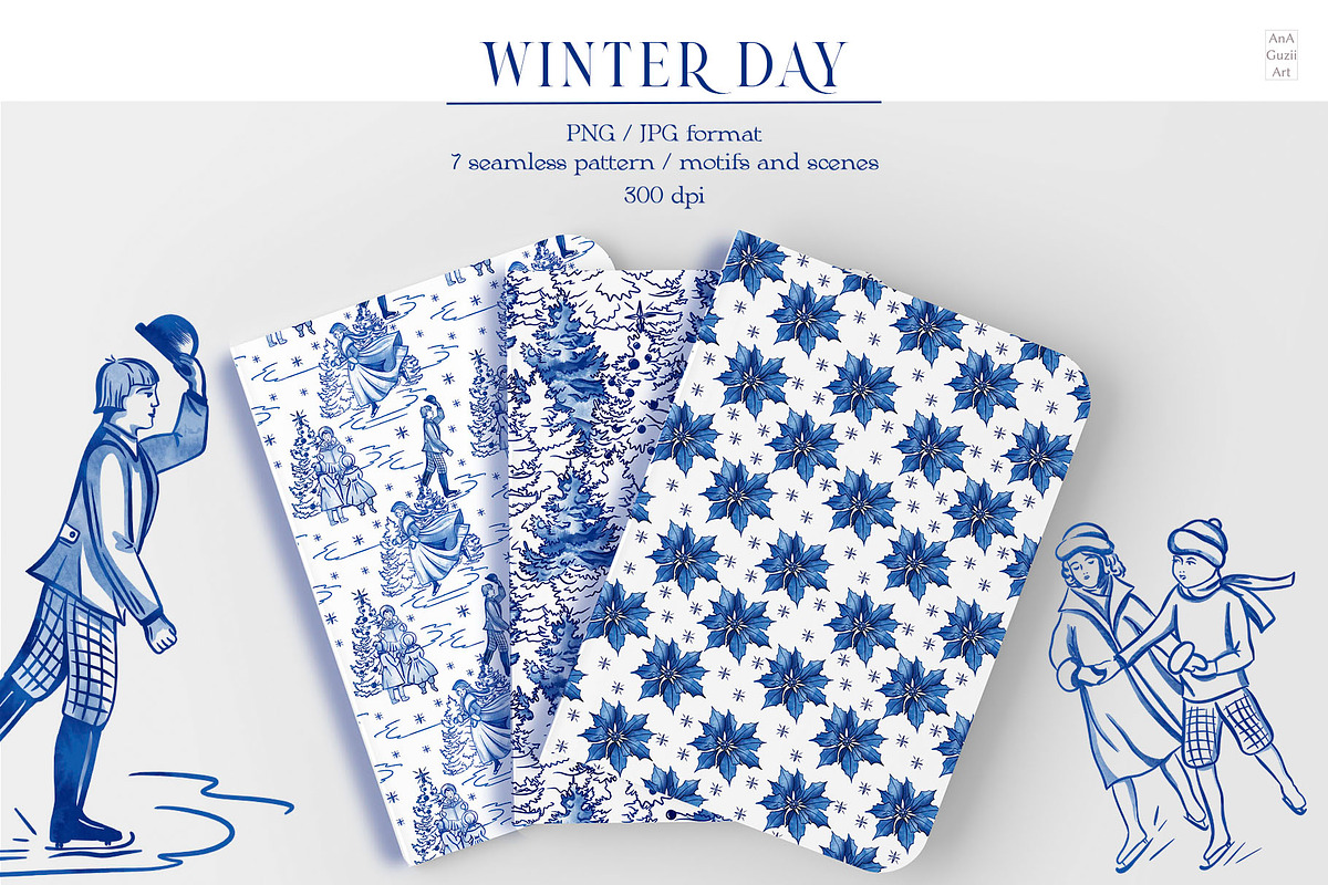 Winter day seamless patterns clipart, a Pattern Graphic by AnaGuziiArt (Photo 9 of 11)