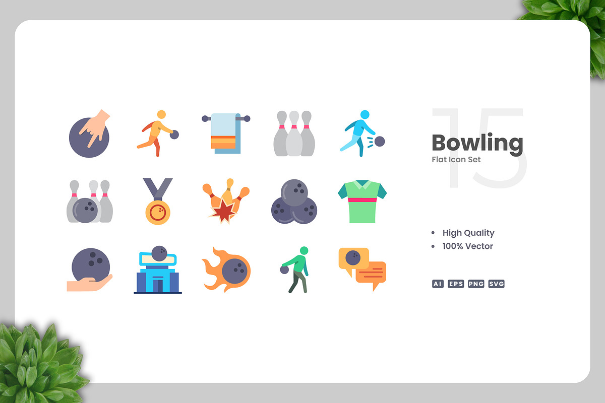 Bowling Flat Icons, an Icon by Upnowgraphic