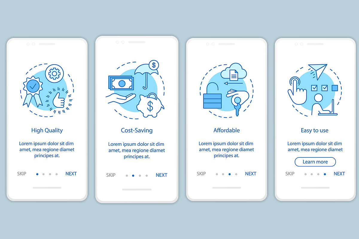 Software benefits mobile app pages, an App Template by IMG Visuals