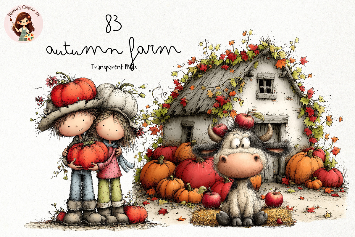 Autumn Farm PNG Clipart Bundle, a Seasonal Illustration by Nicolle's Colorful Art (Photo 1 of 7)