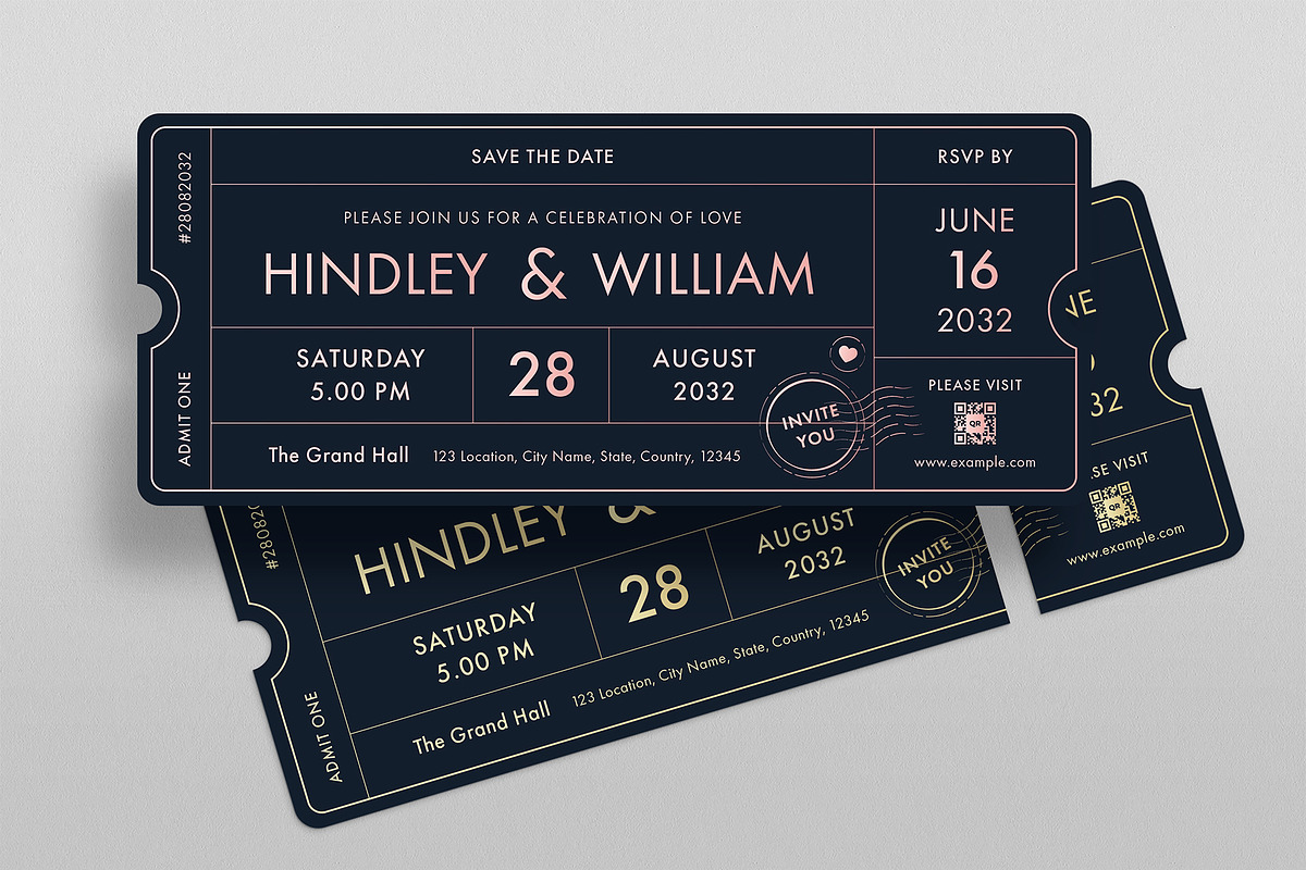 Wedding Ticket Invitation Template, an Invitation Template by BrandPacks (Photo 4 of 4)