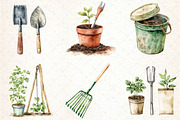 Gardening Tools Watercolor Clipart, an Illustration by Libby Wishes (Thumbnail 5 of 7)