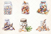 Watercolor Ocean Sea Shell In jar, an Illustration by DreamCafeArt (Thumbnail 3 of 5)
