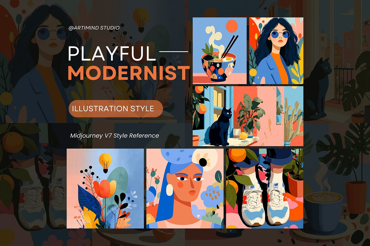 Playful Modernist Illustrations, a Decorative Illustration by Artimind Studio (Photo 1 of 9)