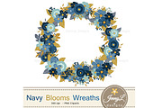 Navy Blue Floral Wreath, an Illustration by JennyL Designs (Thumbnail 2 of 7)