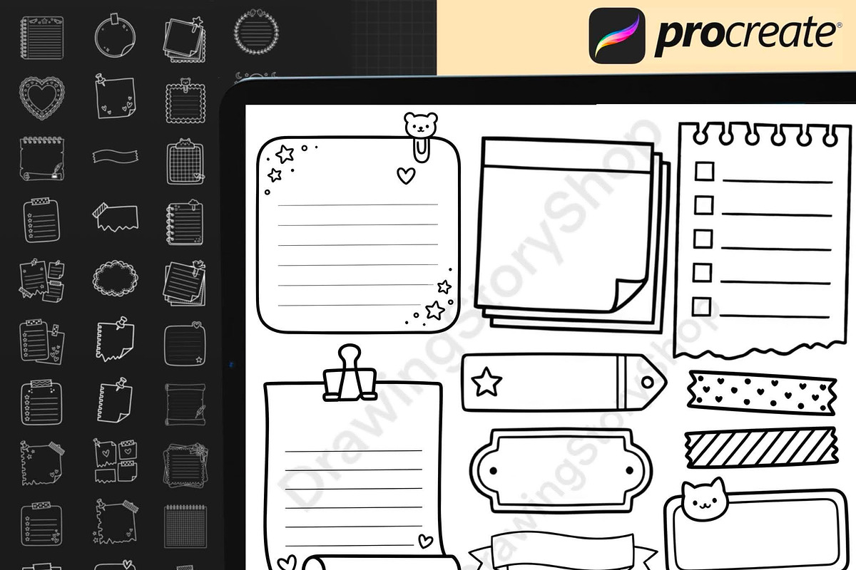 200 Procreate Kawaii Planner Stamps, a Brush Add-On by DrawingStoryShop (Photo 5 of 6)