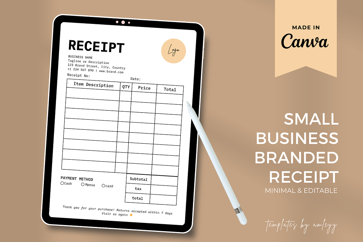 Small Business Receipt Template Canv, a Print Template by Elegant_Studio44 (Photo 2 of 4)