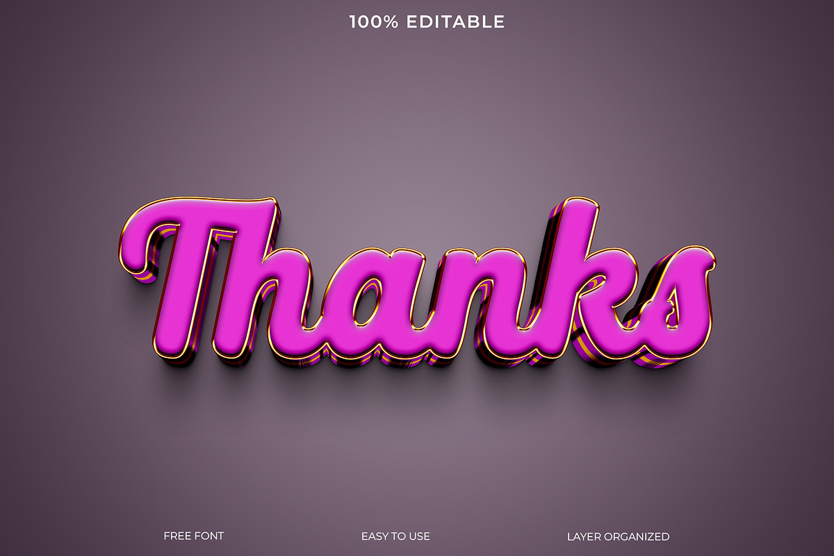 Stylish 3D Render Thanks Text Style, a Layer Style Add-On by Imamul001