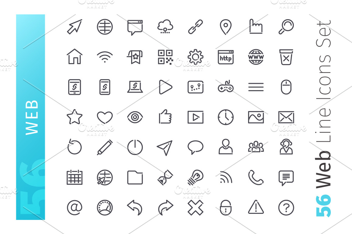 Web Line Icons Set, an Outline Icon by Voysla's Shop (Photo 2 of 4)
