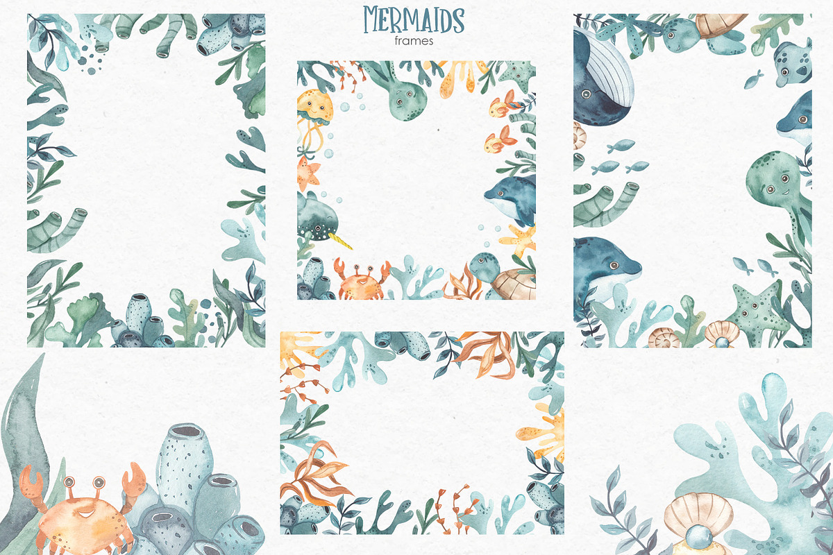 Mermaids watercolor collection, an Animal Illustration by Marina Ermakova (Photo 9 of 16)