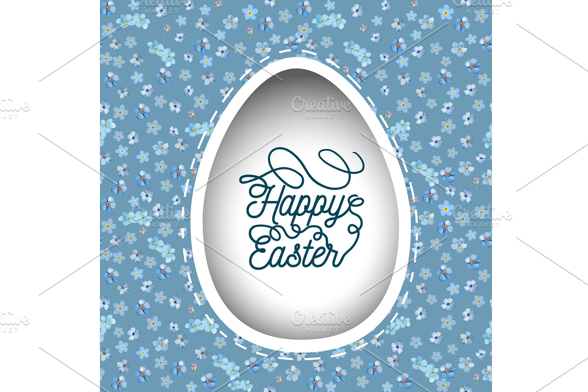 Happy Easter card. hand drawn. Not, an Illustration by Nenahliadava Design