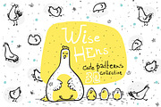 Wise Hens - 32 patterns+print, an Animal Illustration by Zooza Art (Thumbnail 1 of 10)