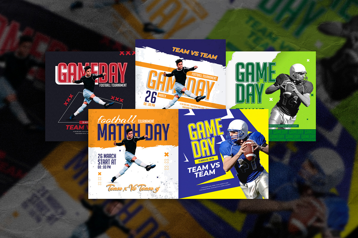 Match day social media flyers, a Social Media Template by Tanmoy Topu (Photo 1 of 6)