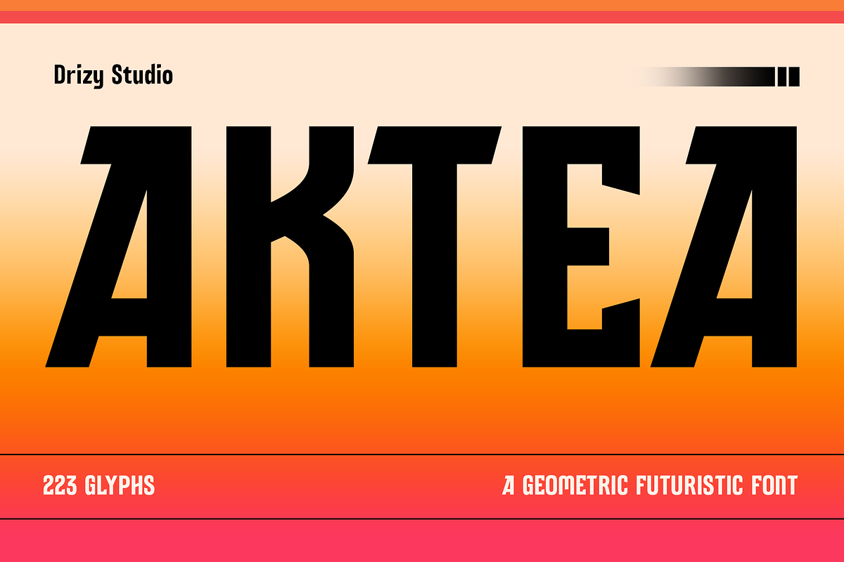 Aktea – A Geometric Futuristic Font, a Sans Serif Font by Drizy (Photo 1 of 9)