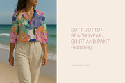 Soft beach wear cotton top pant PSD, a Shirt Mockup by jenartstudio (Thumbnail 2 of 2)