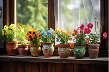 Potted plants on window sill. Indoor, a Nature Photo by Lermont51