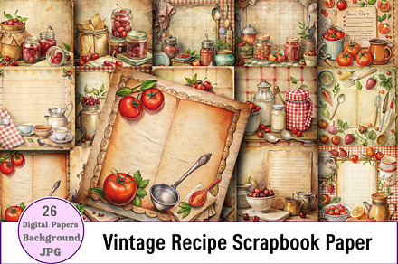 Vintage Recipe Scrapbook Paper