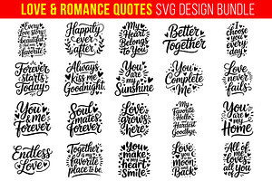 20 Love & Romance Quotes SVG Bundle