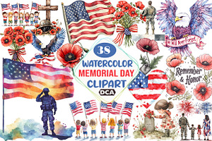 Watercolor Memorial Day, an Illustration by DreamCafeArt