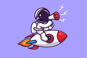 Astronaut Riding Rocket With Speaker