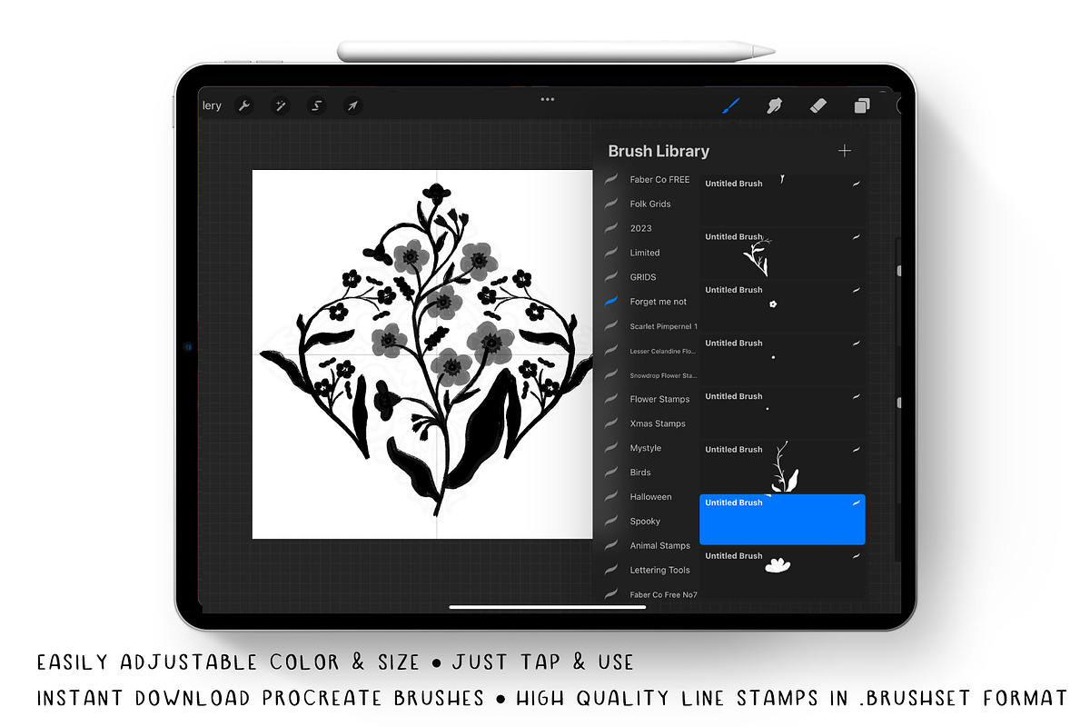 Procreate Stamps - Forget-Me-Not, a Brush Add-On by Gabba Delgado (Photo 2 of 4)