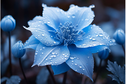 Crystalline Frozen blue flower, a Nature Photo by Ylivdesign
