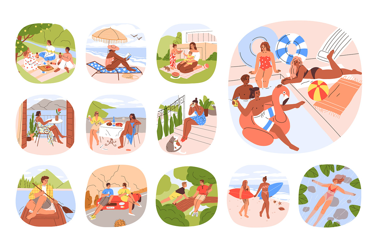 People do summer outdoor activities, a Person Illustration by Good Studio (Photo 1 of 5)