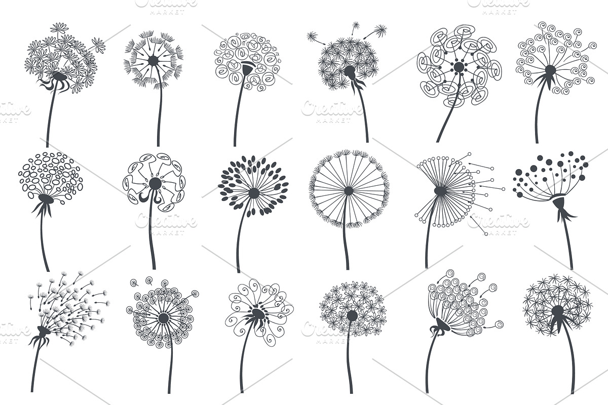 Dandelion silhouettes. Decorative, an Object Illustration by YummyBuum