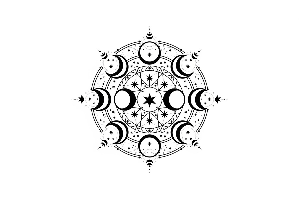 Moon Phase Mandala SVG Bundle, an Illustration by yasushie (Photo 18 of 31)