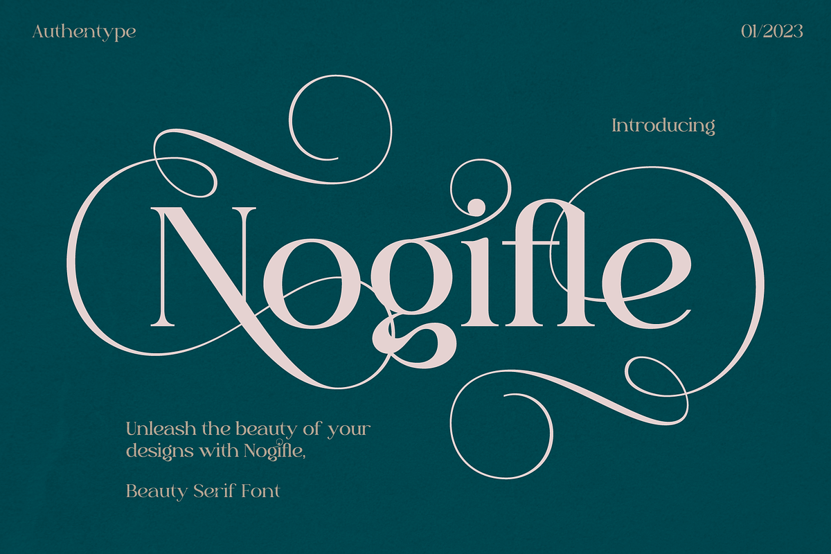 Nogifle Beauty Serif Font, a Serif Font by AuthenType (Photo 1 of 14)