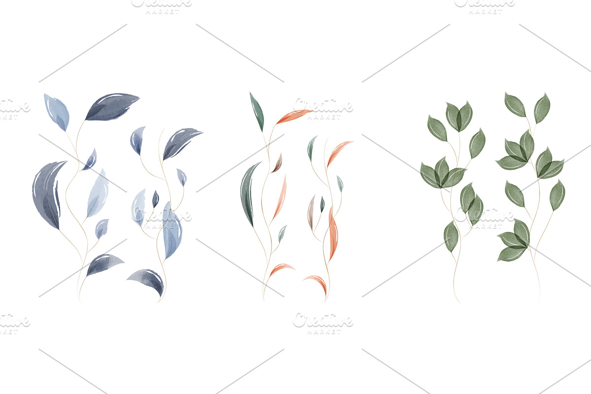 Watercolor leaves botanical, an Object Illustration by okskukuruza